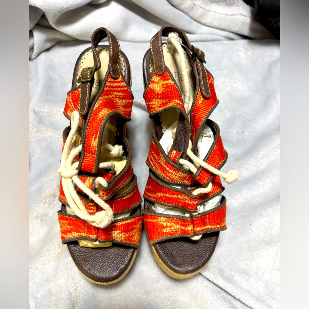 Rafe Orange and Brown Sandals with Strappy Design